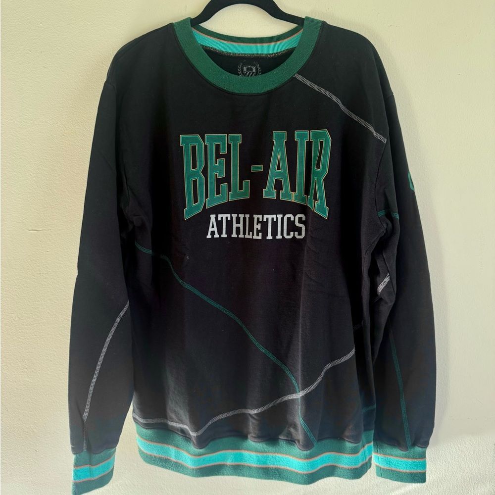 Bel-Air Athletics Men’s Sweatshirt crew neck XL black green varsity will smith